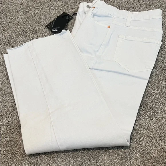 NWT Anthropologie PAIGE Anessa High Rise Wide Leg Ankle Jeans Size 23 White - Picture 9 of 16